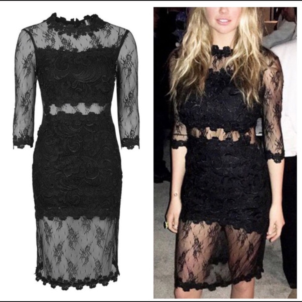 Topshop Black Lace Mini Dress